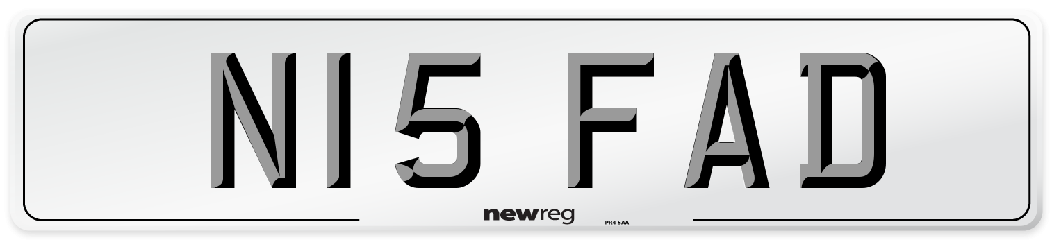 N15 FAD Number Plate from New Reg